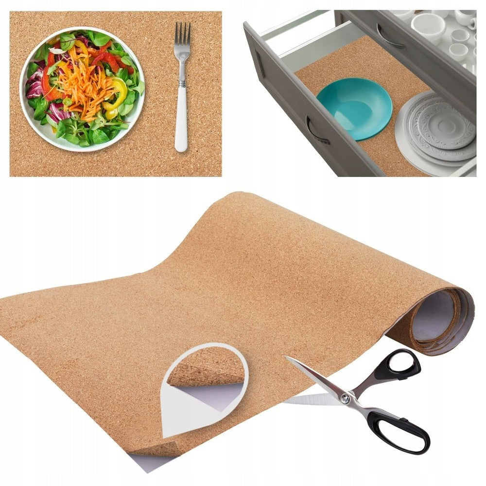 Anti-slip cork self-adhesive mat for cabinet drawer 120x30,5 cm Product width 30.5 cm