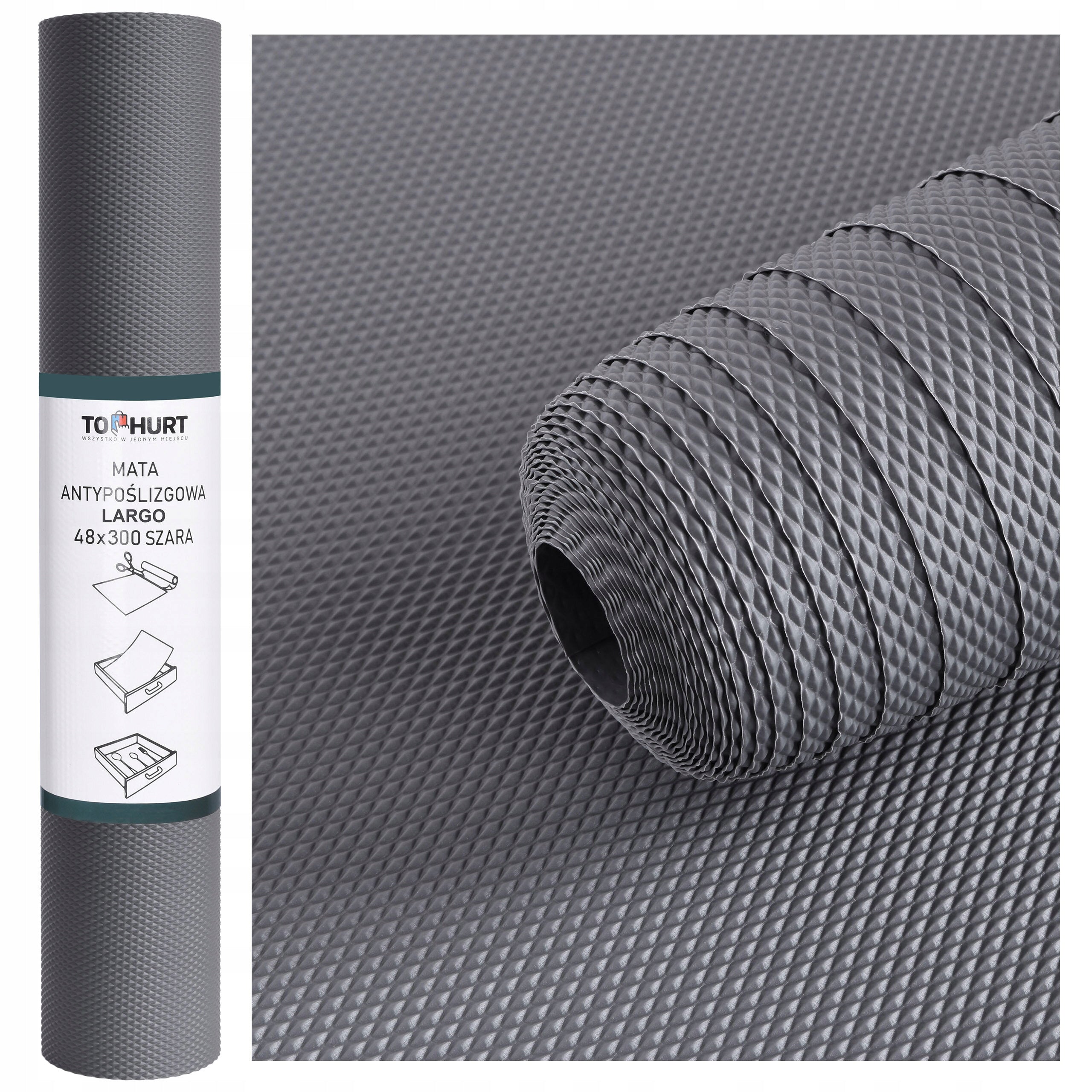 Anti-slip mat for drawers LARGO 48 x 300 grey Brand Gockowiak