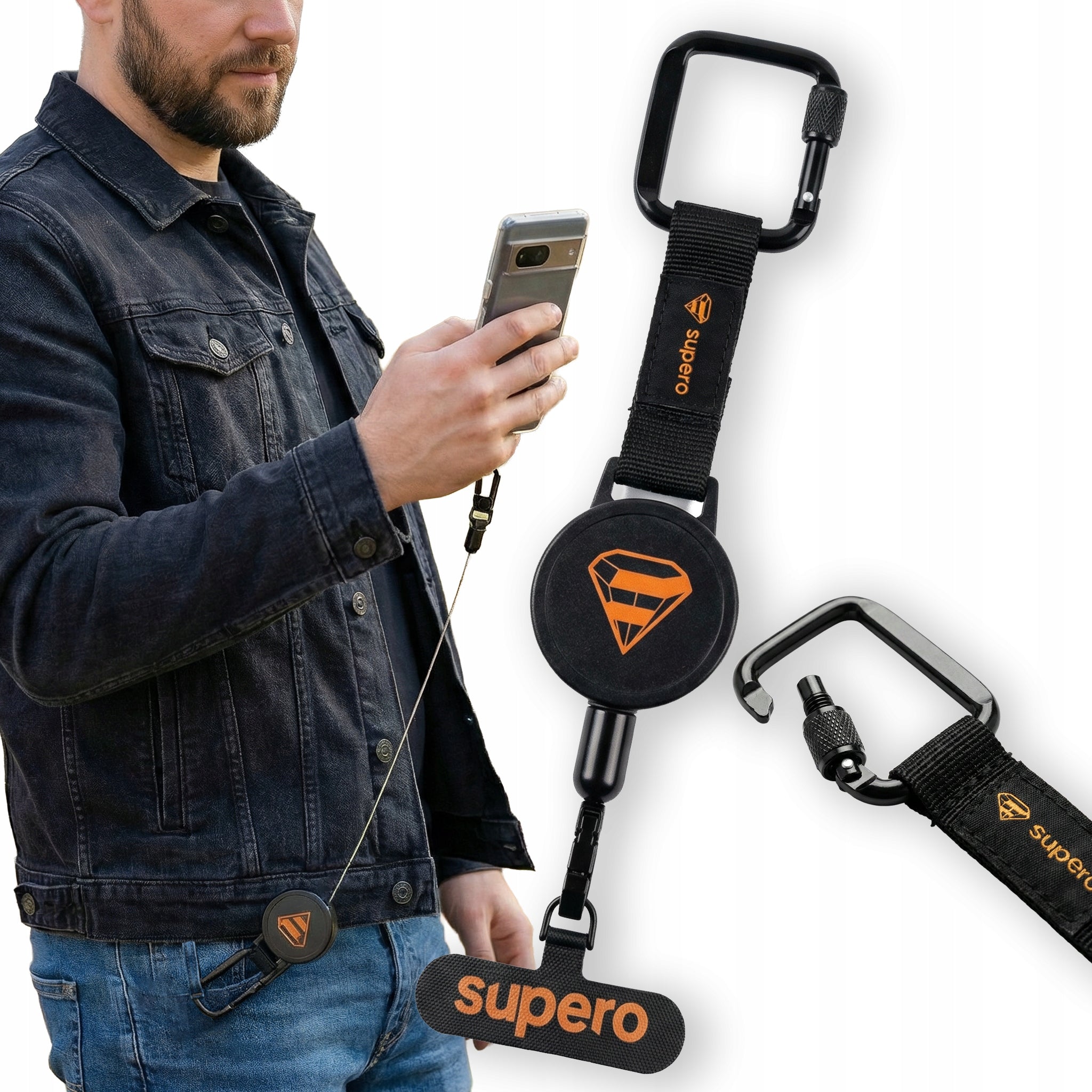 Anti-theft phone holder strap with safety retraction cord