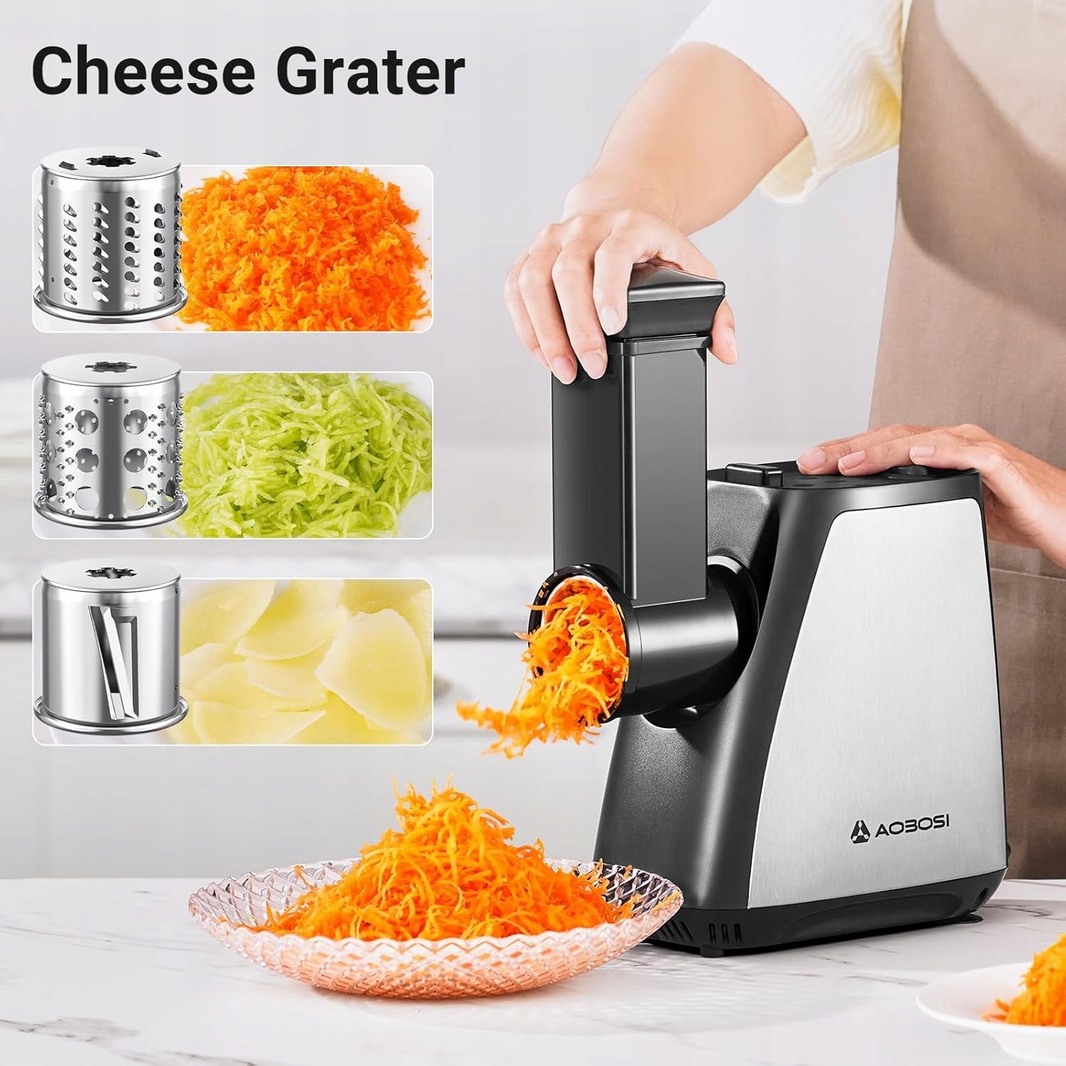 Aobosi Electric Meat Grinder 3 Strainers Strong Stainless Steel Manufacturer code HFK-0987