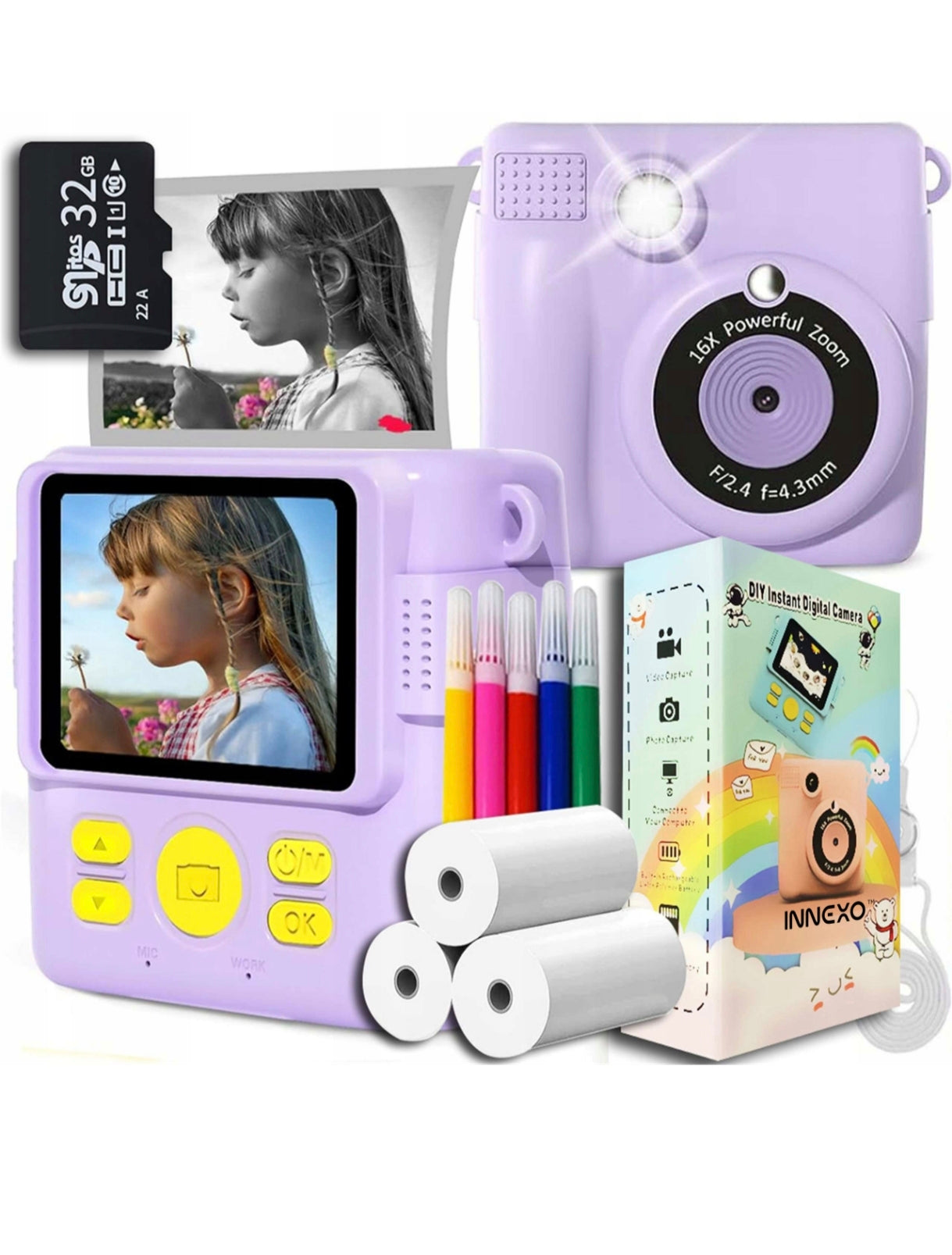 Aparat natychmiastowy dla dzieci fotograficzny z drukarką Packaging status original