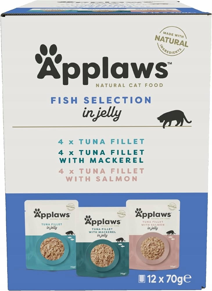 Applaws set of sachets mix in jelly TUNA MACKEREL SALMON set 12x70g Brand Applaws