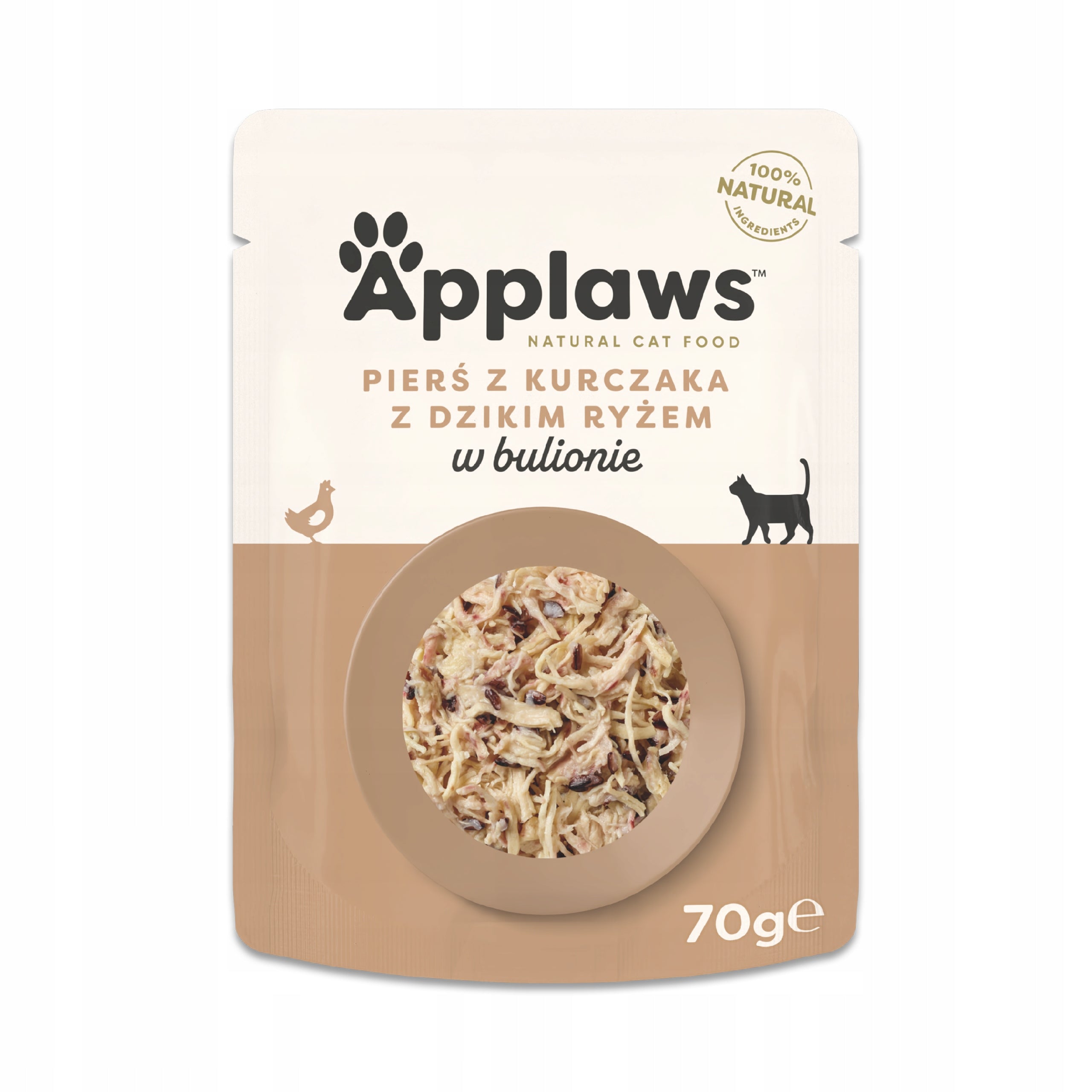 Applaws wet cat food chicken with wild rice in broth sachet 70g