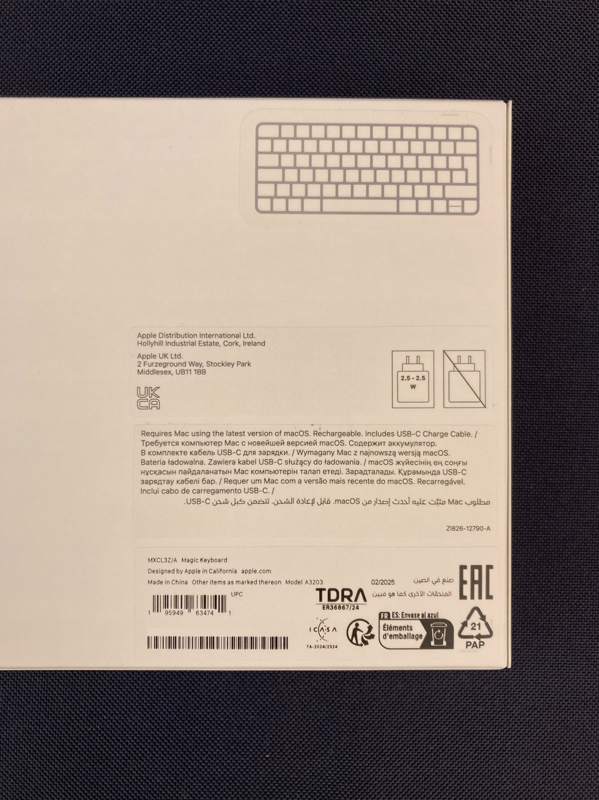 Apple Magic Keyboard A3203 USB-C MXCL3Z/A Original Manufacturer code MXCL3B/A