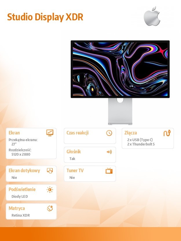 Apple Studio Display XDR - Standard Glass - VESA mounting bracket. Model Studio Display