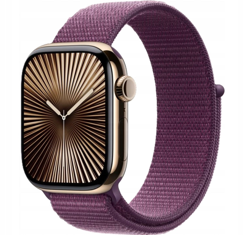 Apple Watch 42mm | Titanium Gold with Plum Sport Loop (S/L), GPS + Cellular