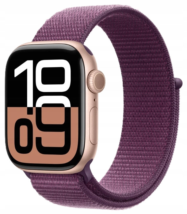 Apple Watch Series 10 GPS 42mm | Rose Gold + Plum Sport Loop (S/M M/L)