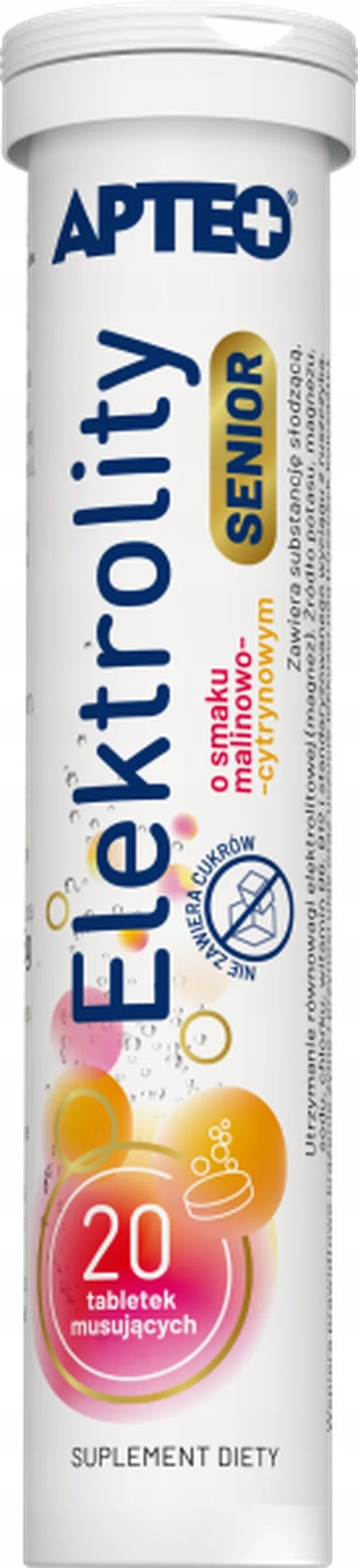 Apteo Elektrolity Senior Raspberry Lemon Flavoured 20 Effervescent Tablets