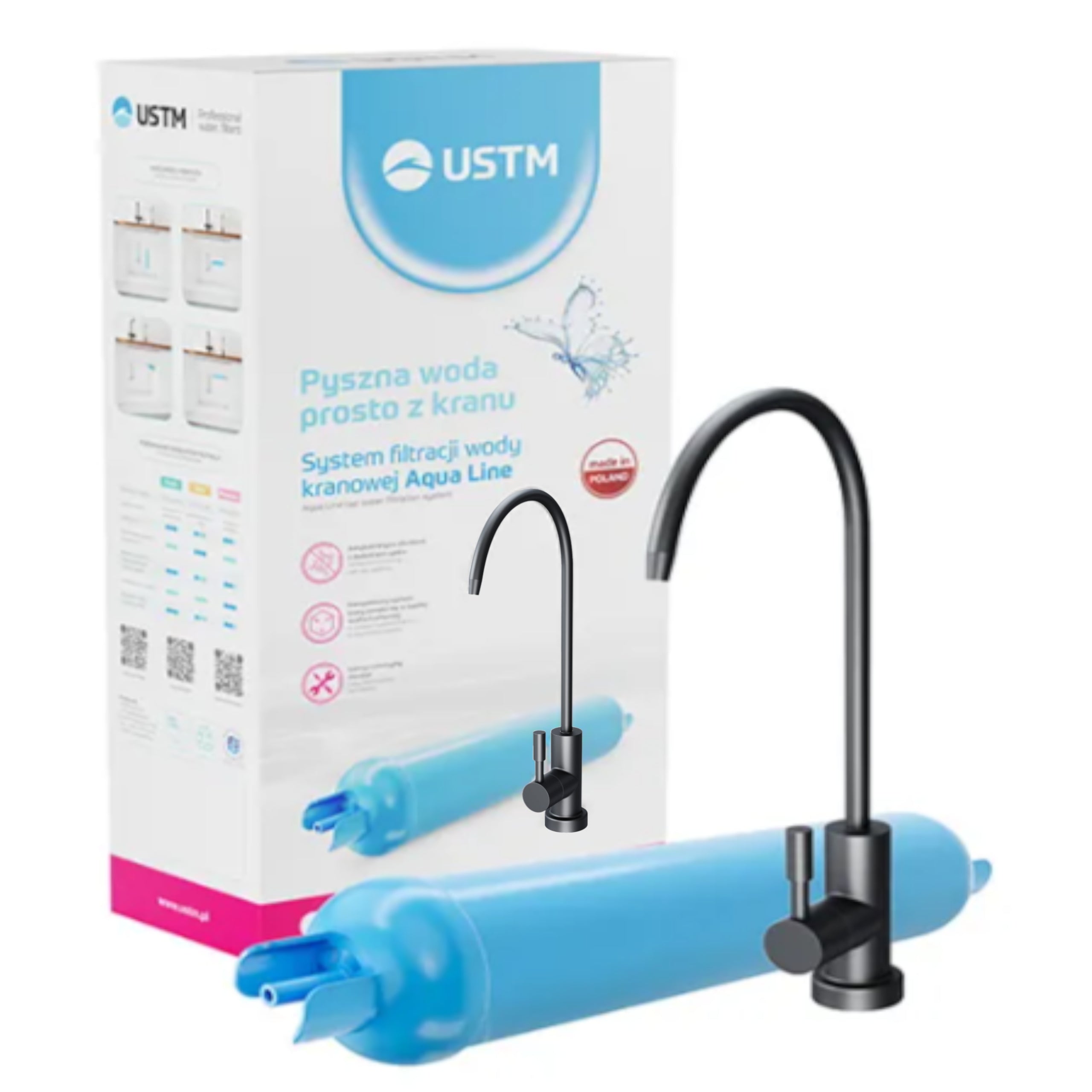 Aqua Line Fresh Black Ustm water filtration system + activated carbon cartridge Packaging status original