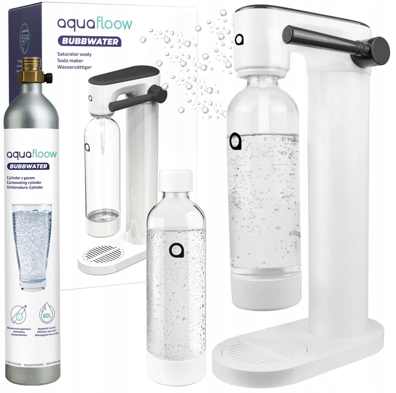 AquaFloow Bubbwater Saturator for Carbonated Water CO2 Bottle 0,8L Set