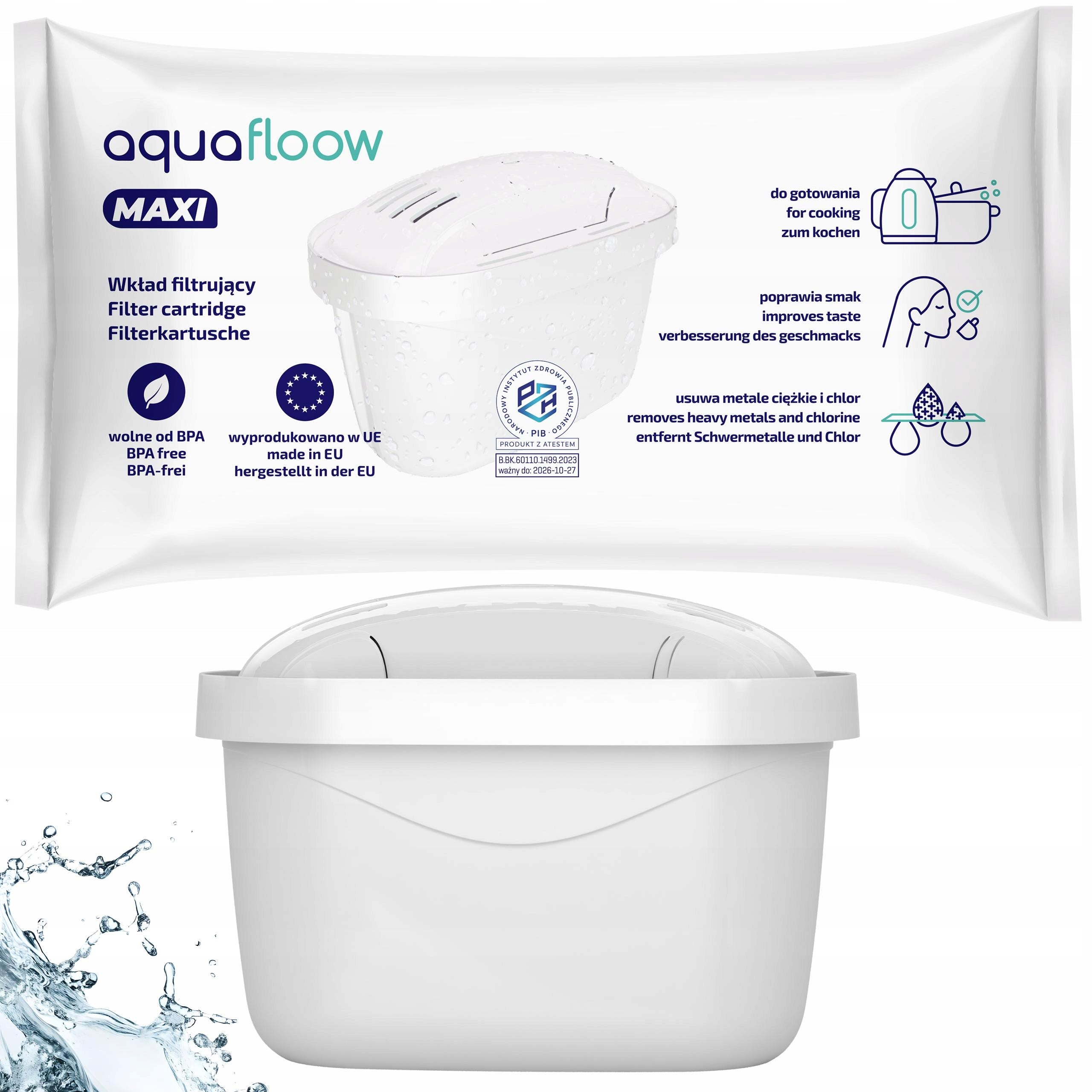 AquaFloow Maxi water filter for Brita Dafi filter jug replacement