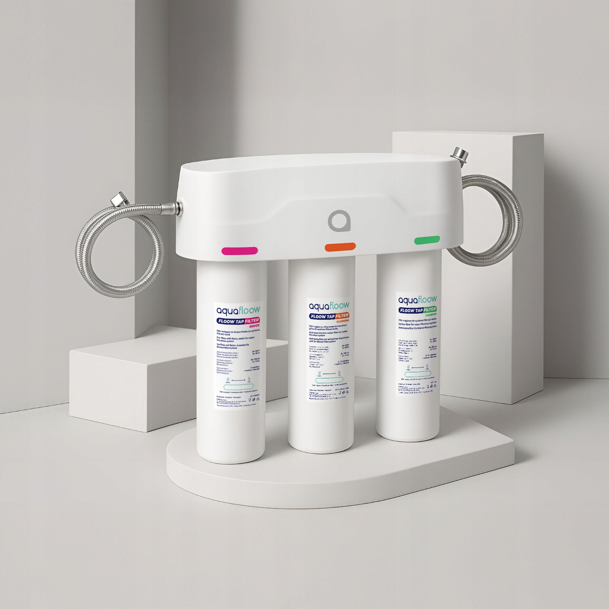 AquaFloow triple filtration system undersink water filter under sink timer Packaging status original