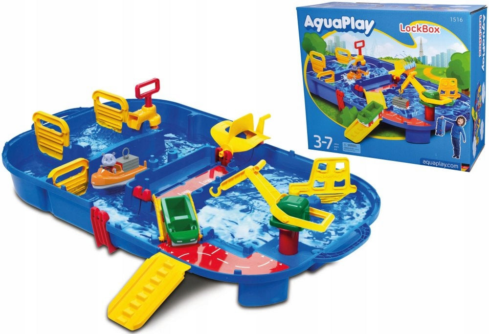 AquaPlay Water Track Sandbox Boat Set in Suitcase Figurine