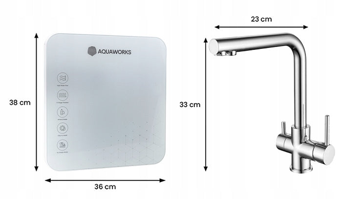 AquaWorks Complete Water Filter with 3-Way Battery, 5-Stage System Dominant color silver