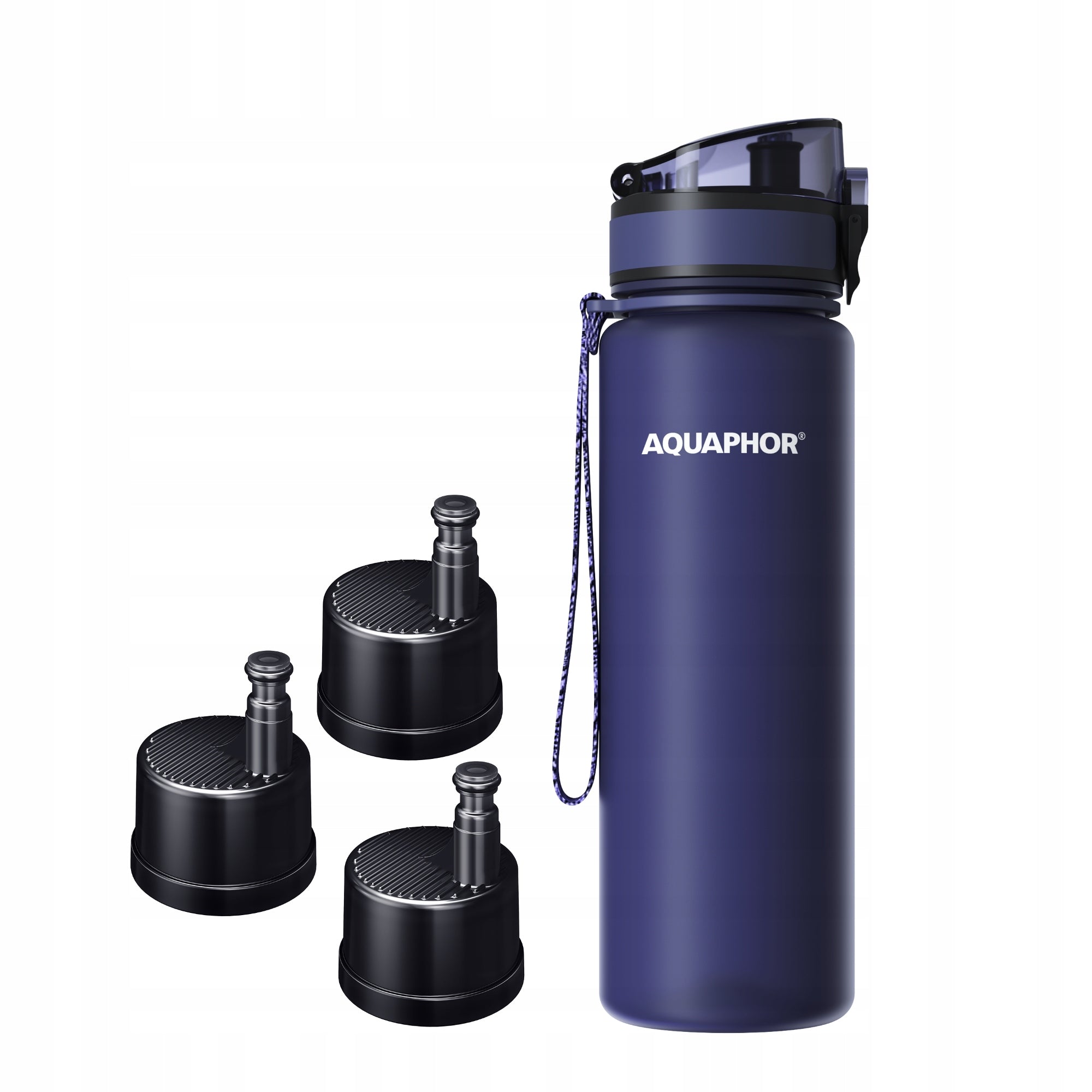 Aquaphor City filter bottle with 3 filters navy blue