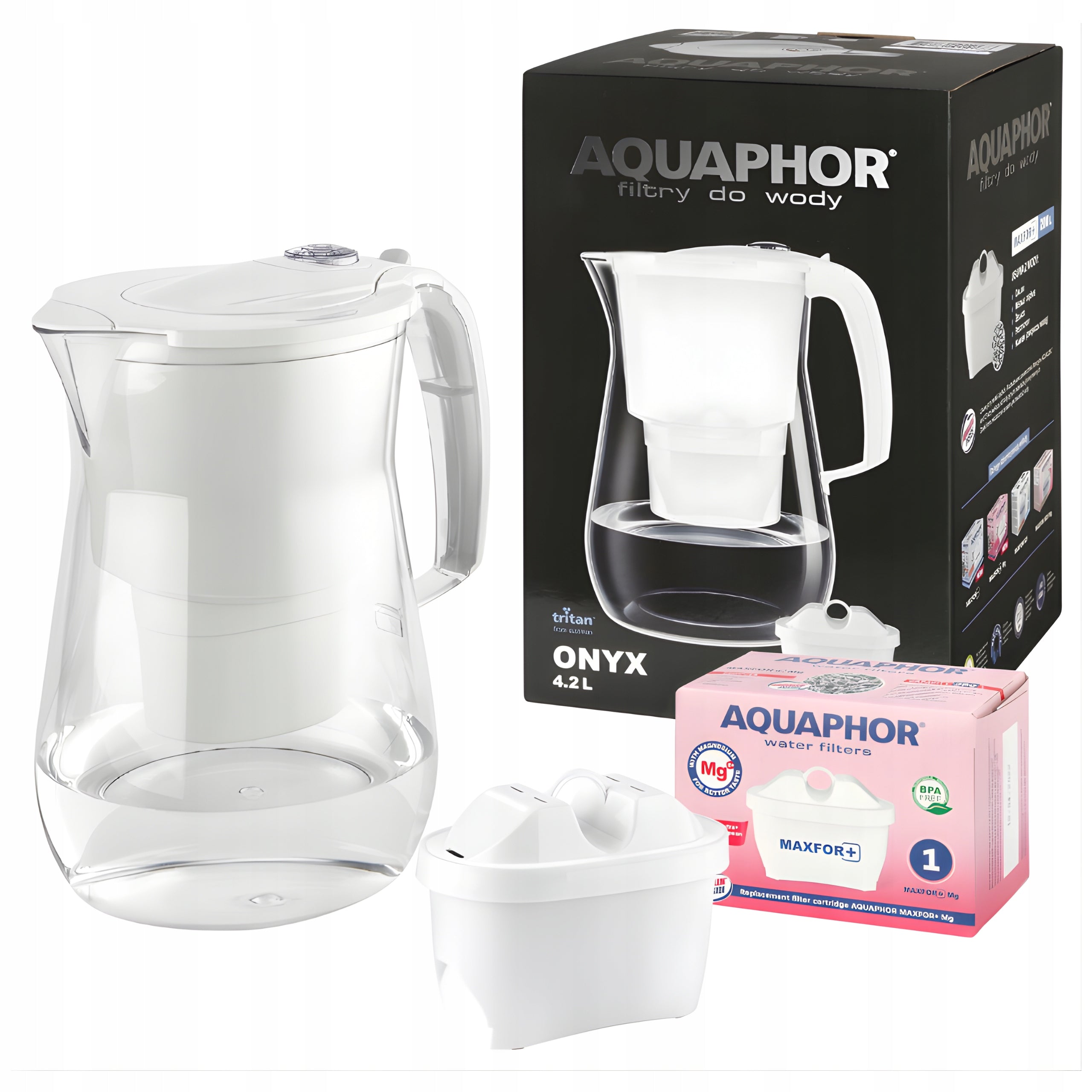 Aquaphor Onyx 4,2L filter jug with Maxfor B25 Mg Plus filter, white