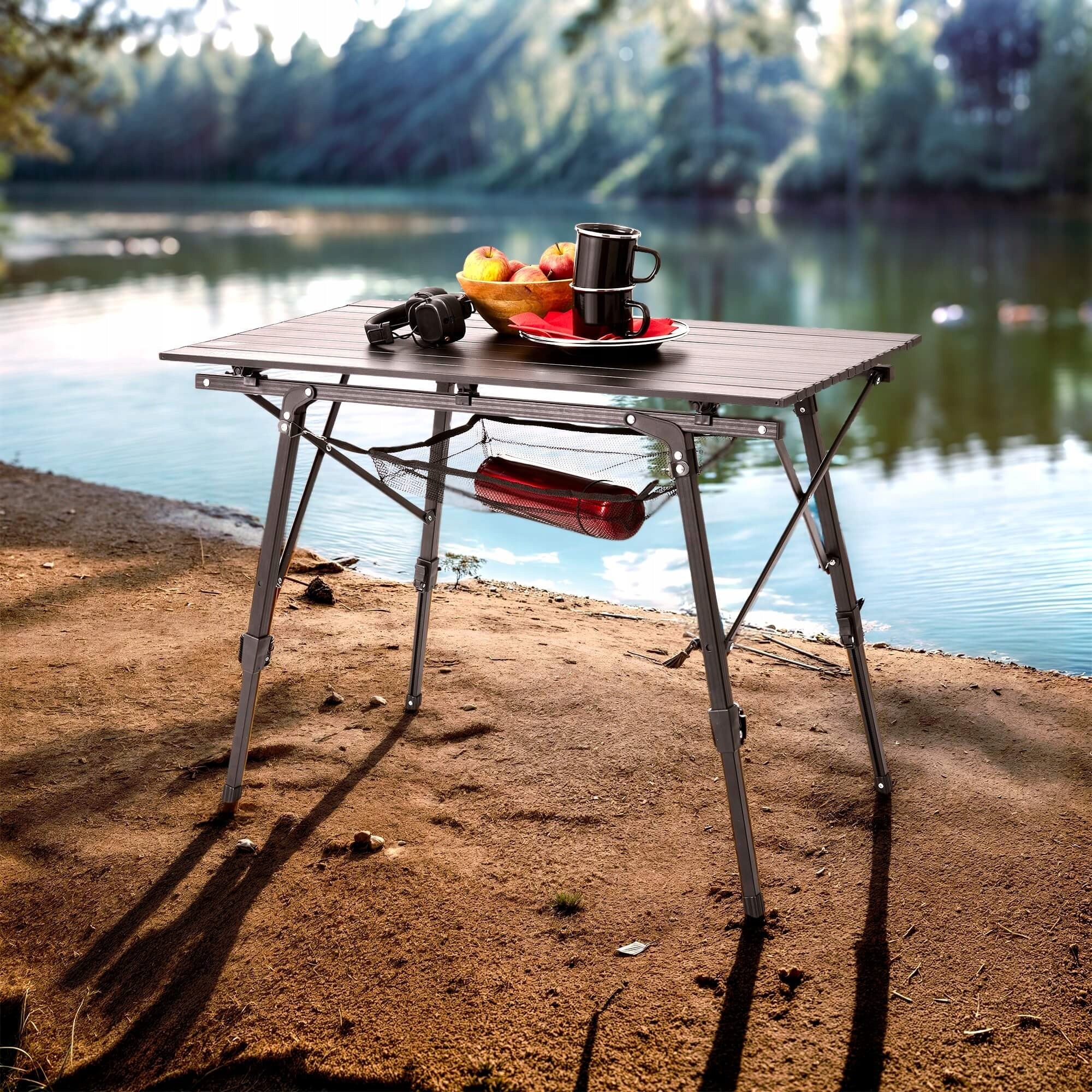 Arebos - Foldable Aluminum Camping Table | 120 x 70 cm | Black Color black