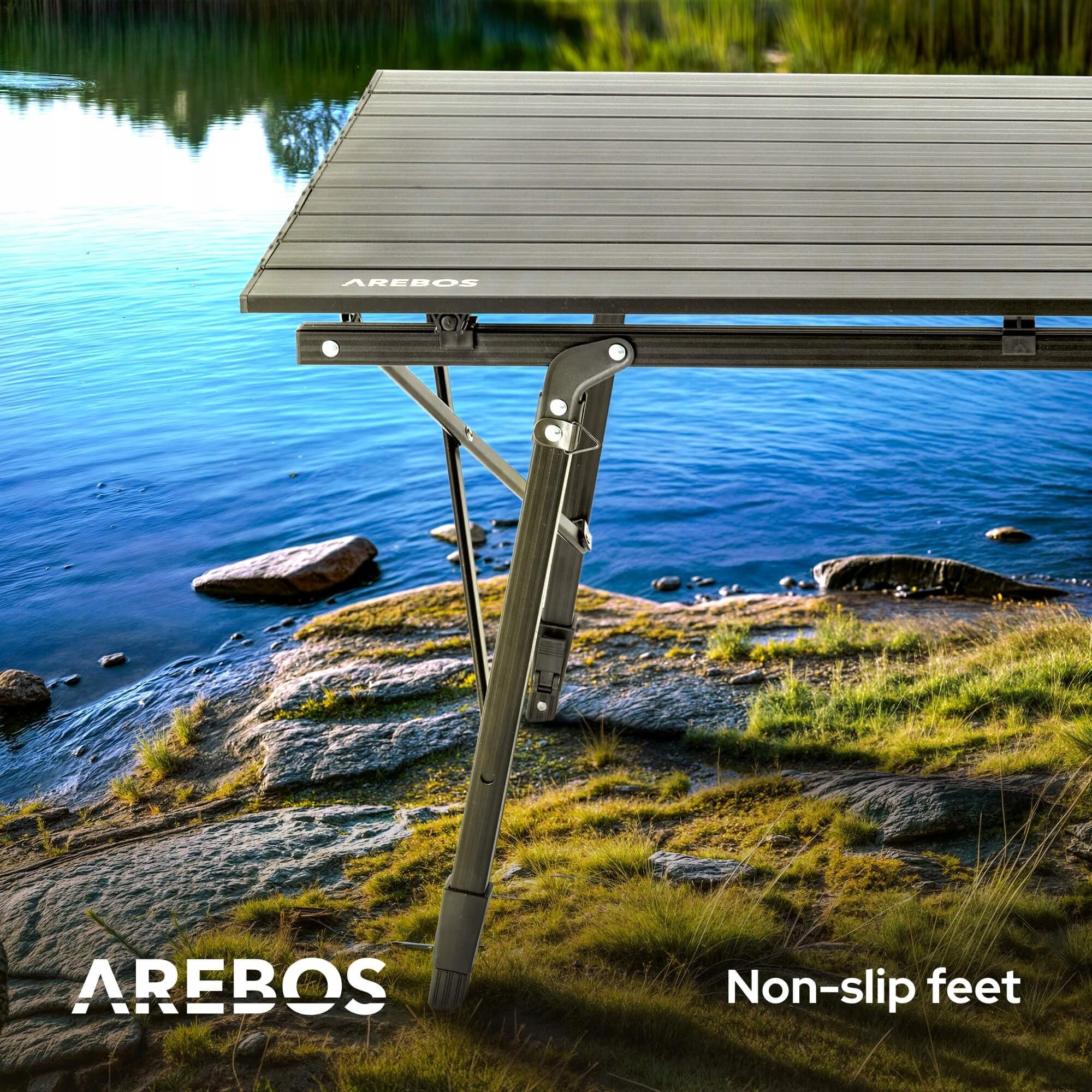 Arebos - Foldable Aluminum Camping Table | 120 x 70 cm | Black Product height 70 cm