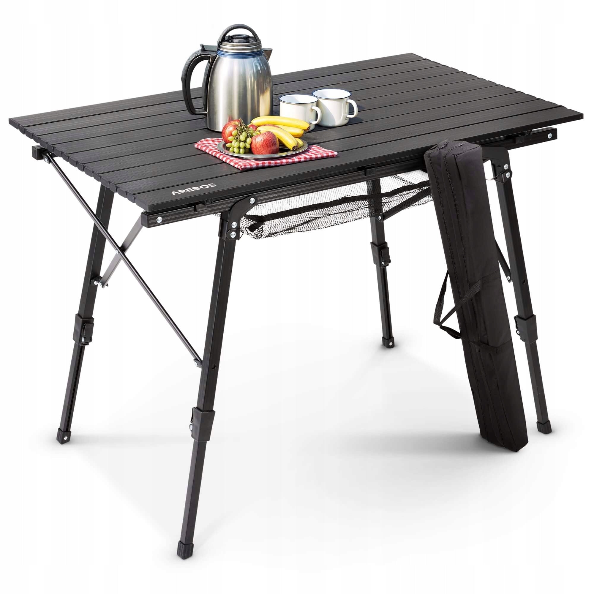 Arebos - Foldable Aluminum Camping Table | 120 x 70 cm | Black