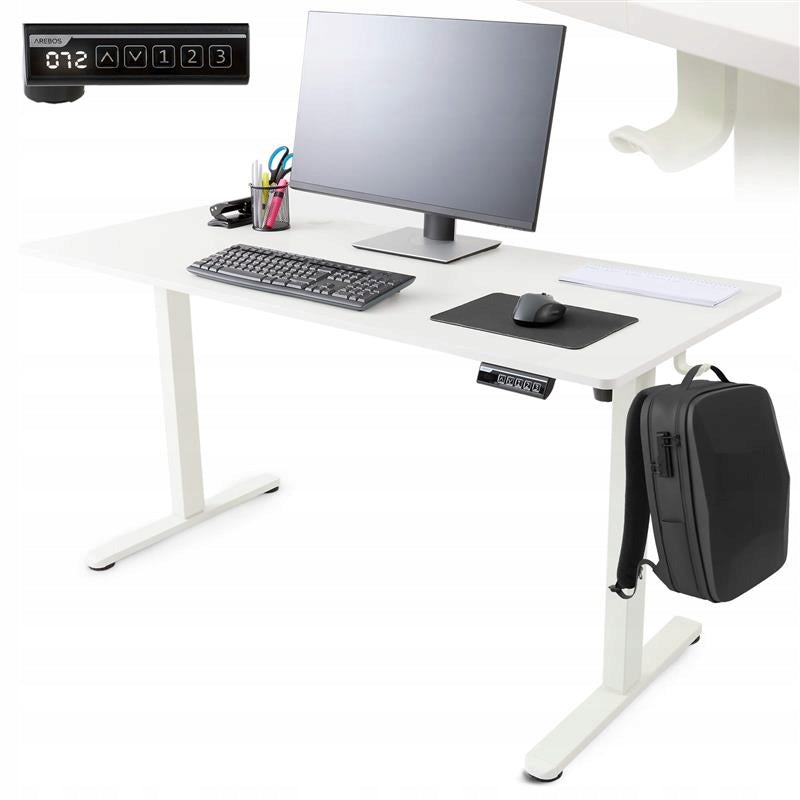 Arebos - Height-Adjustable Desk | White |140x60 cm EAN (GTIN) 4252023126618