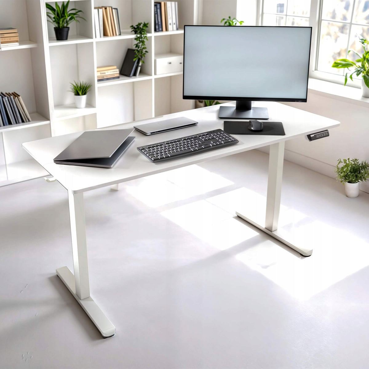 Arebos - Height-Adjustable Desk | White |140x60 cm Manufacturer code AR-HE-HST140W
