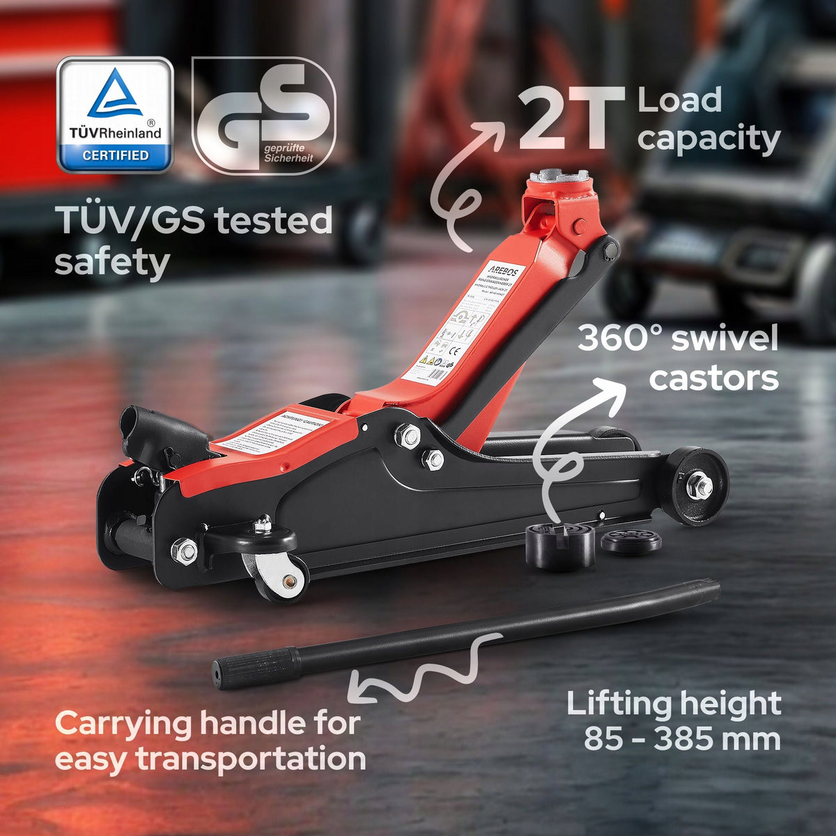 Arebos - Hydraulic manoeuvring lift | 2T Maximum lifting height 300 mm