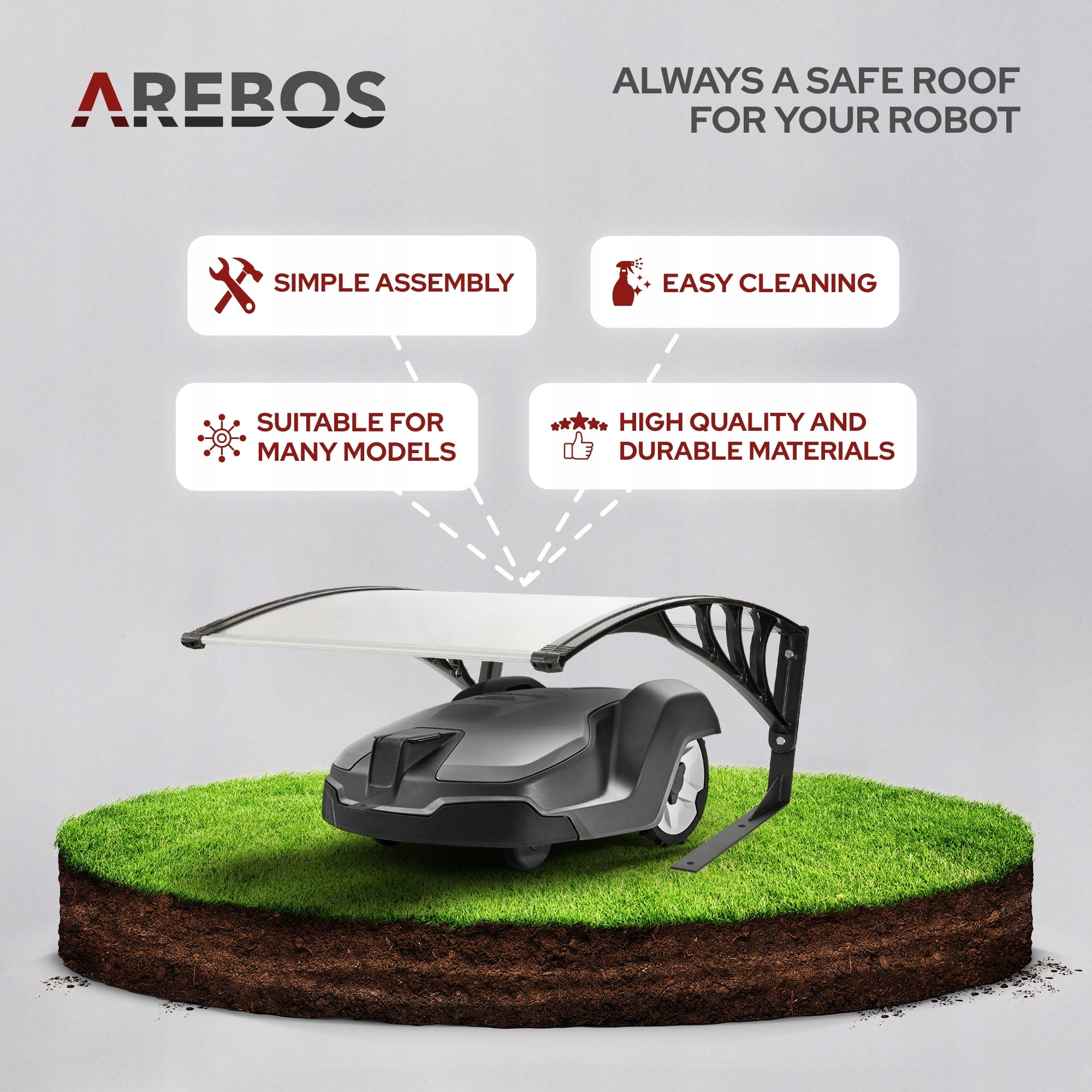 Arebos - Lawn Robot Garage | 102 x 79 x 46 cm | Silver EAN (GTIN) 4260551586255
