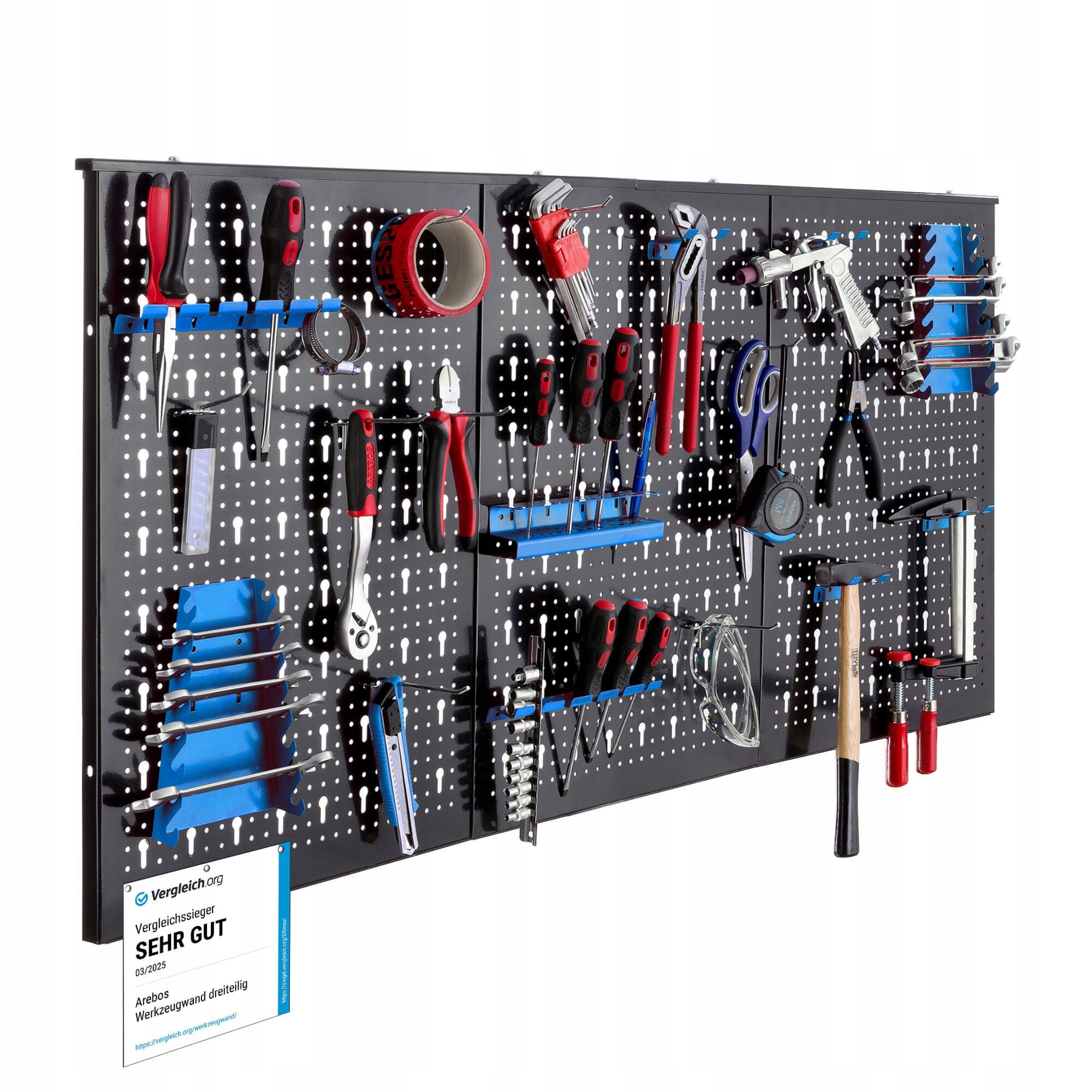 Arebos - Workshop Tool Wall | 17 pcs. | 117,6 x 59,5 x 2 cm | Blue