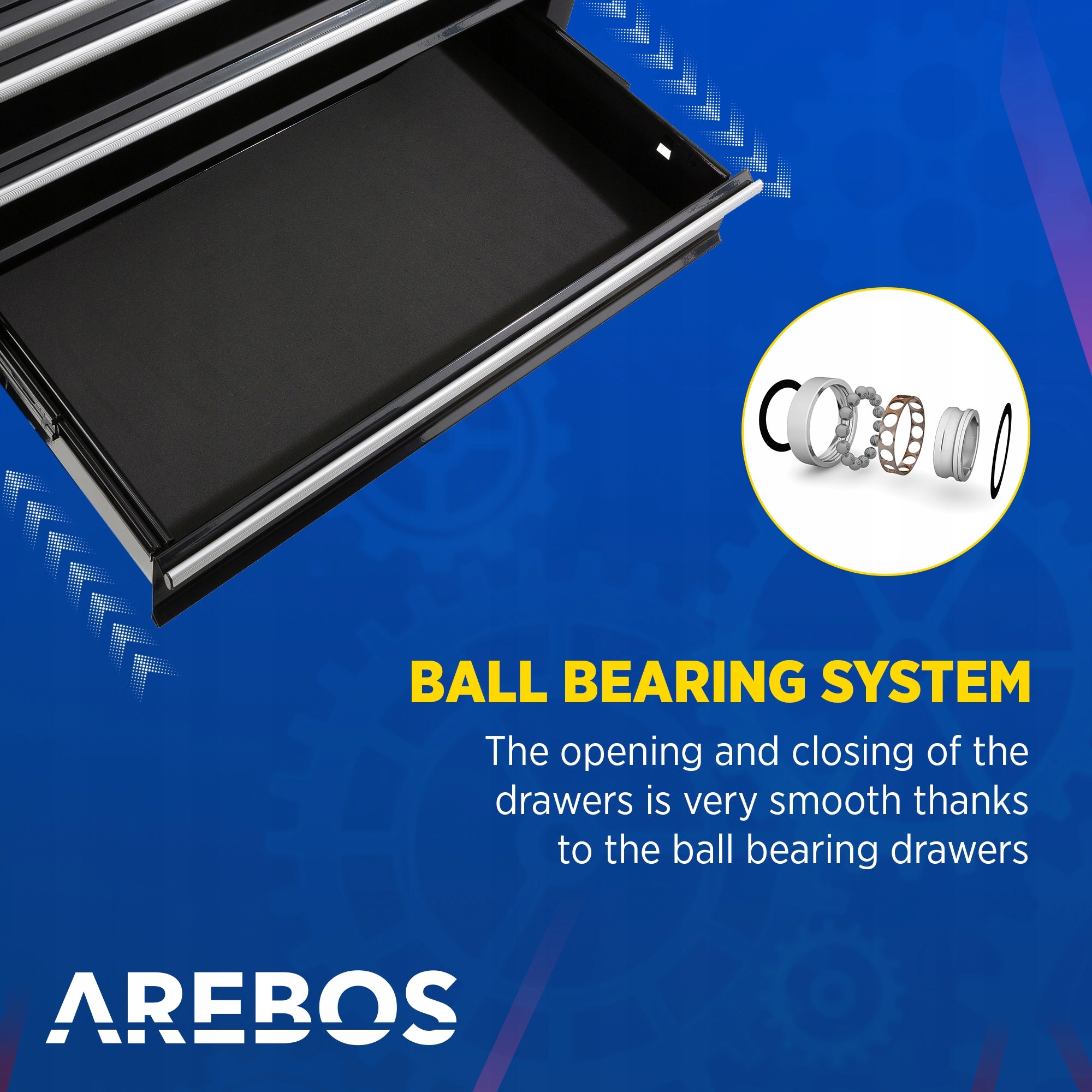 Arebos - Workshop Trolley | 7 Compartments | Lockable | Black Manufacturer code AR-HE-WW7S