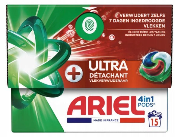 Ariel 4-in-1 Washing Capsules + Ultra Stain Remover 15 Washes