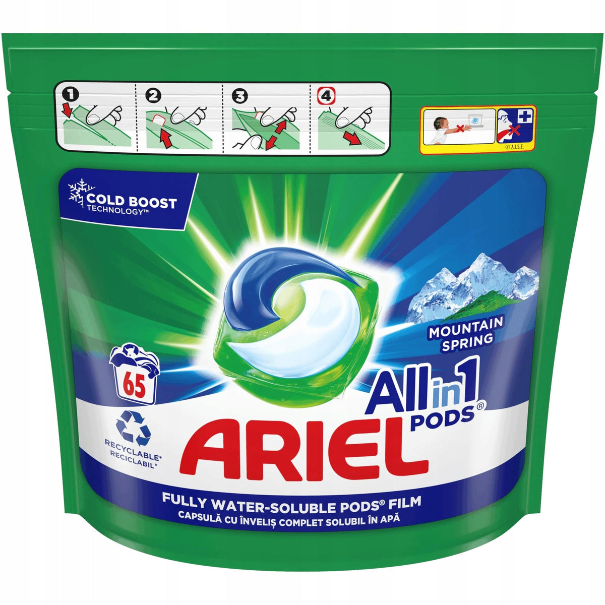 Ariel 65 pcs 3in1 MOUNTAIN SPRING universal washing capsules