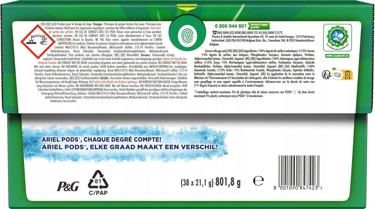 Ariel All in 1 Laundry Detergent Pods - Color - 4 x 38 Washes - Value Pack Packaging status original