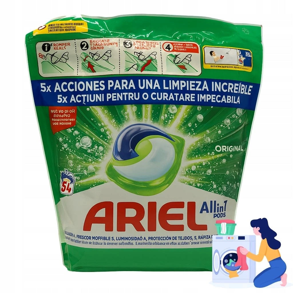 Ariel All in 1 Original Universal Washing Capsules 54pcs per pack.