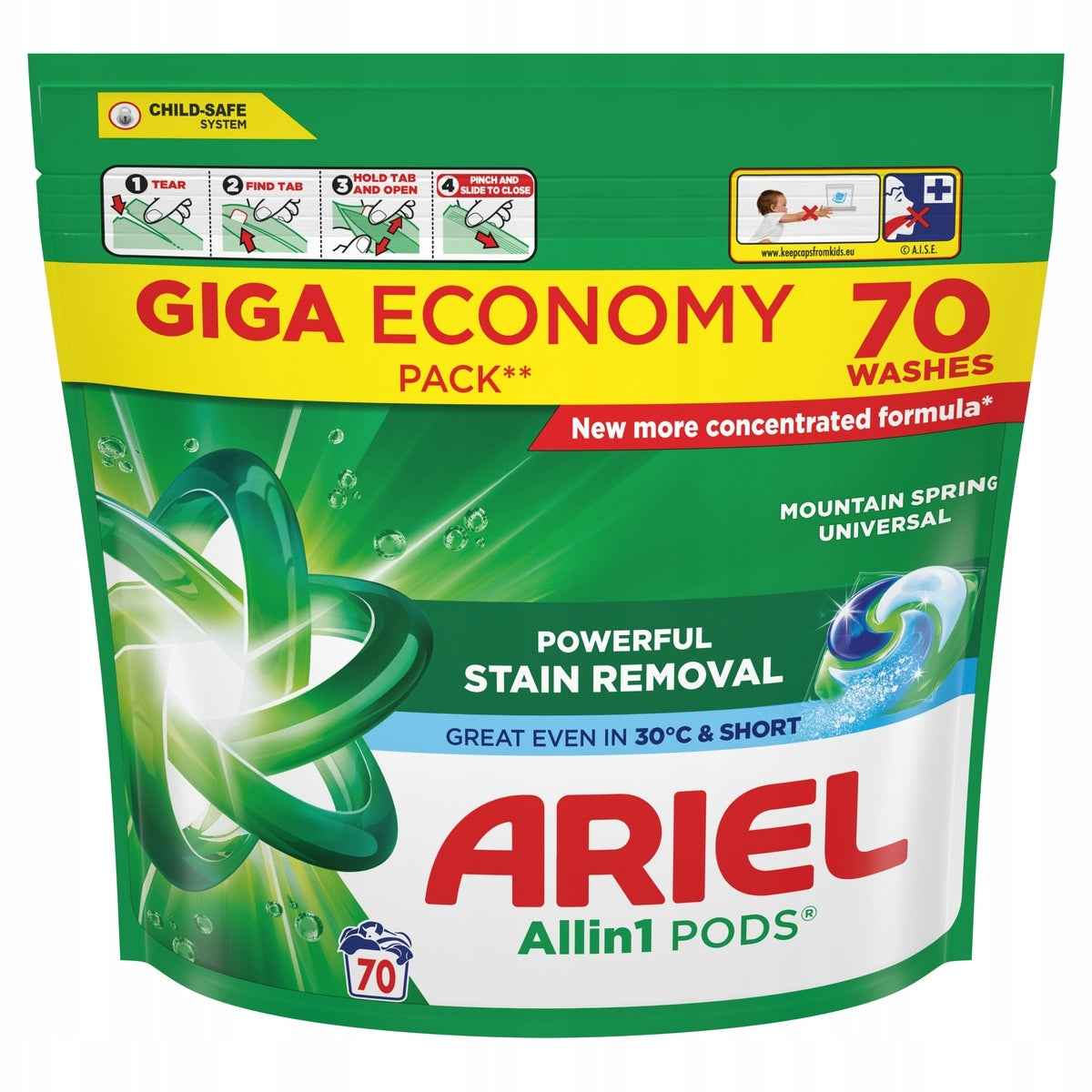 Ariel All-in 1 PODS Mountain Spring Washing Capsules 2x70pcs Manufacturer code 8700216764162