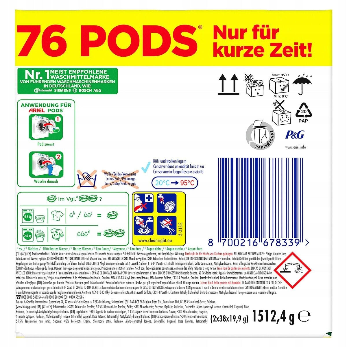 Ariel All-in-1 Washing Agent, 76 Wash Liquid Detergent Capsules, Color+ Manufacturer code SOSTECHNIK#76PODS