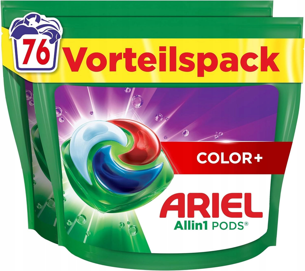 Ariel All-in-1 Washing Agent, 76 Wash Liquid Detergent Capsules, Color+ Packaging status original