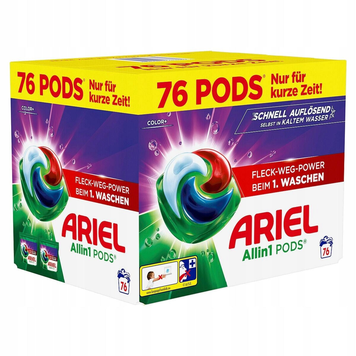 Ariel All-in-1 Washing Agent, 76 Wash Liquid Detergent Capsules, Color+