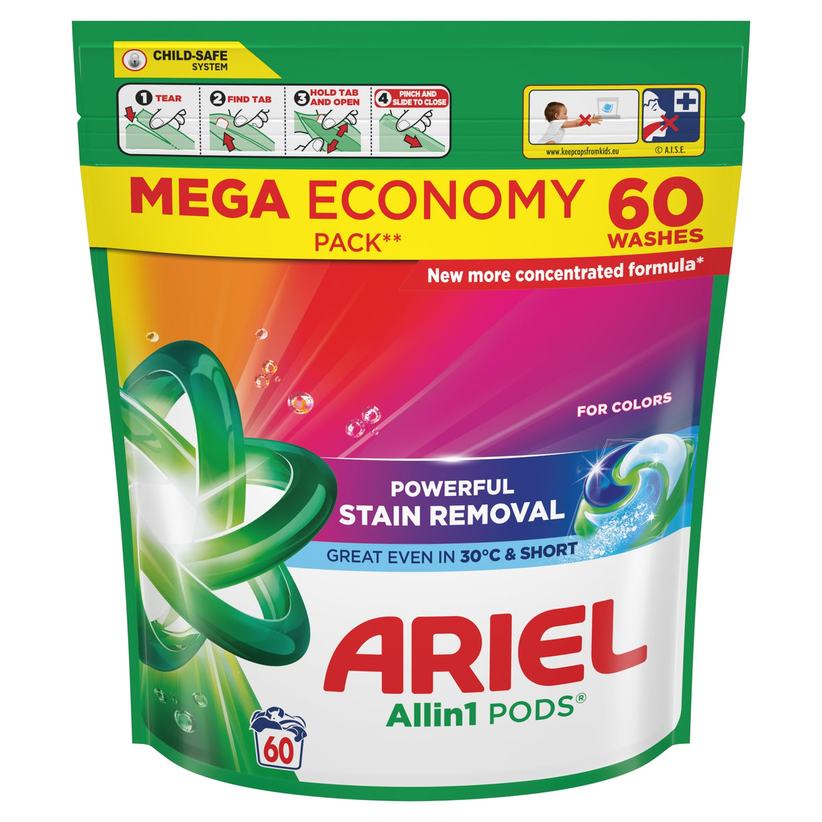 Ariel Allin1 PODS Color Washing Capsules for Coloured Fabrics, 60 Washes