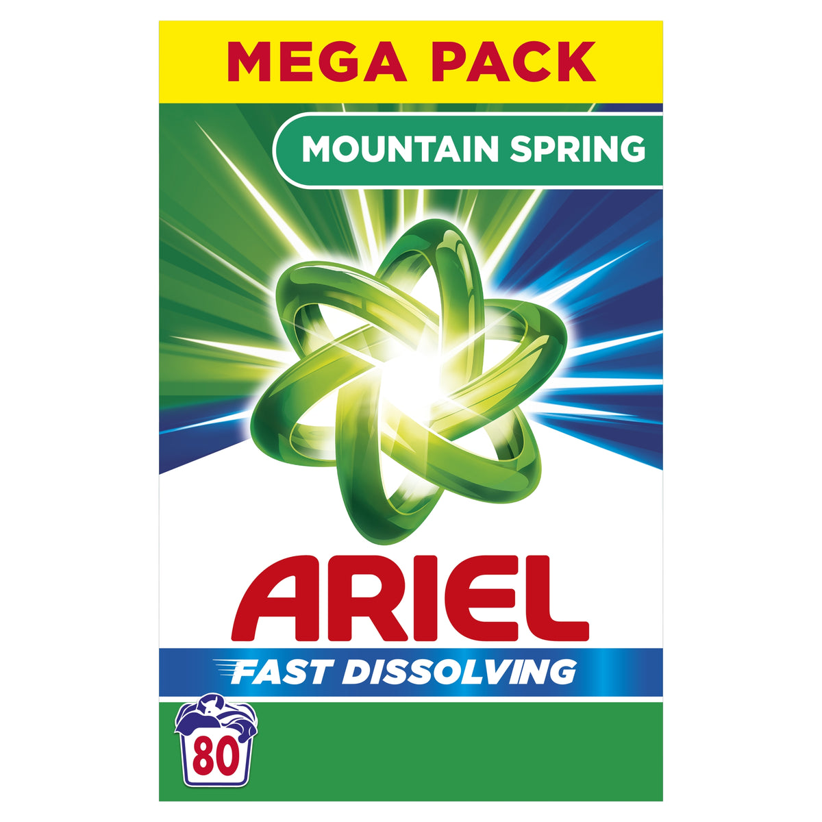 Ariel Alpine Fresh Fast Dissolving White Washing Powder 4.4 kg 80 Washes Packaging status original