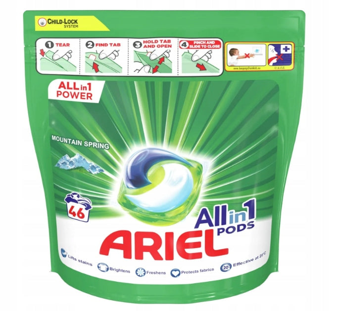 Ariel Mountain Spring All in 1 Pods Washing Capsules 46 Pieces