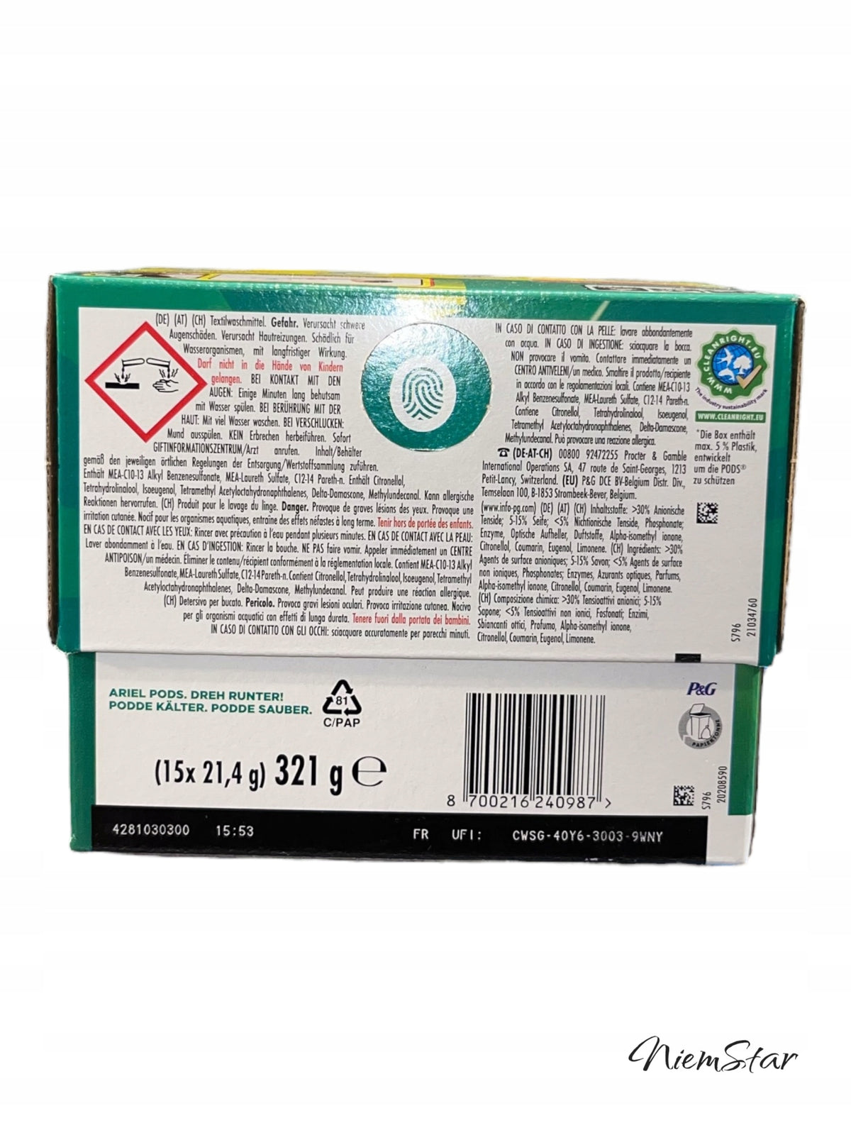 Ariel Original All-in-1 PODS Washing Capsules 15 Pack Trade name All In 1 Pods Original