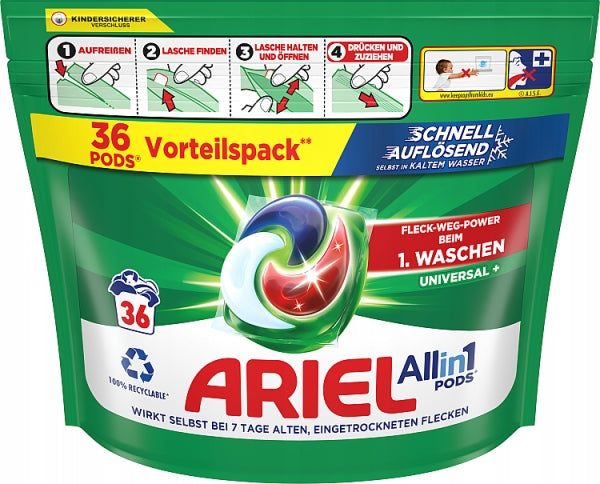 Ariel Universal+, capsules with washing liquid, 36 pieces