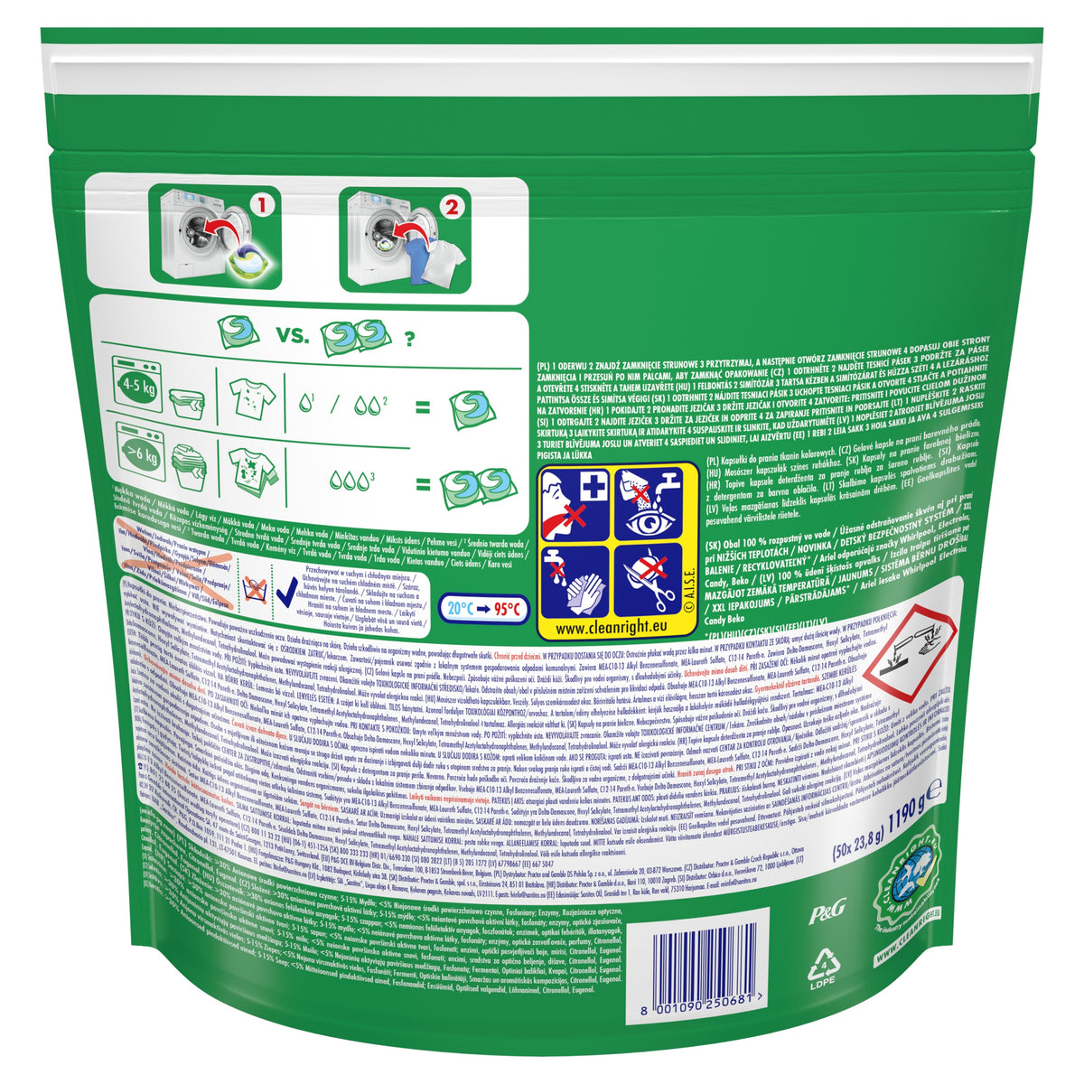 Ariel washing capsules All-in-1 Color 50 pcs. Manufacturer code 80881529