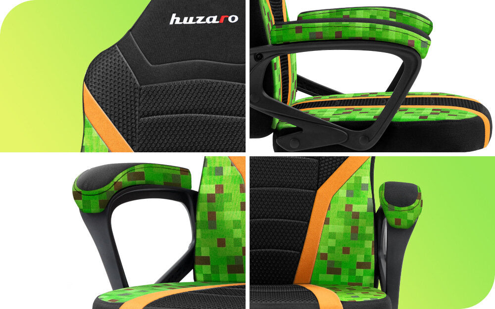 Armchair HUZARO Ranger 1.0 Pixel Mesh Black-green Seat depth 43 cm