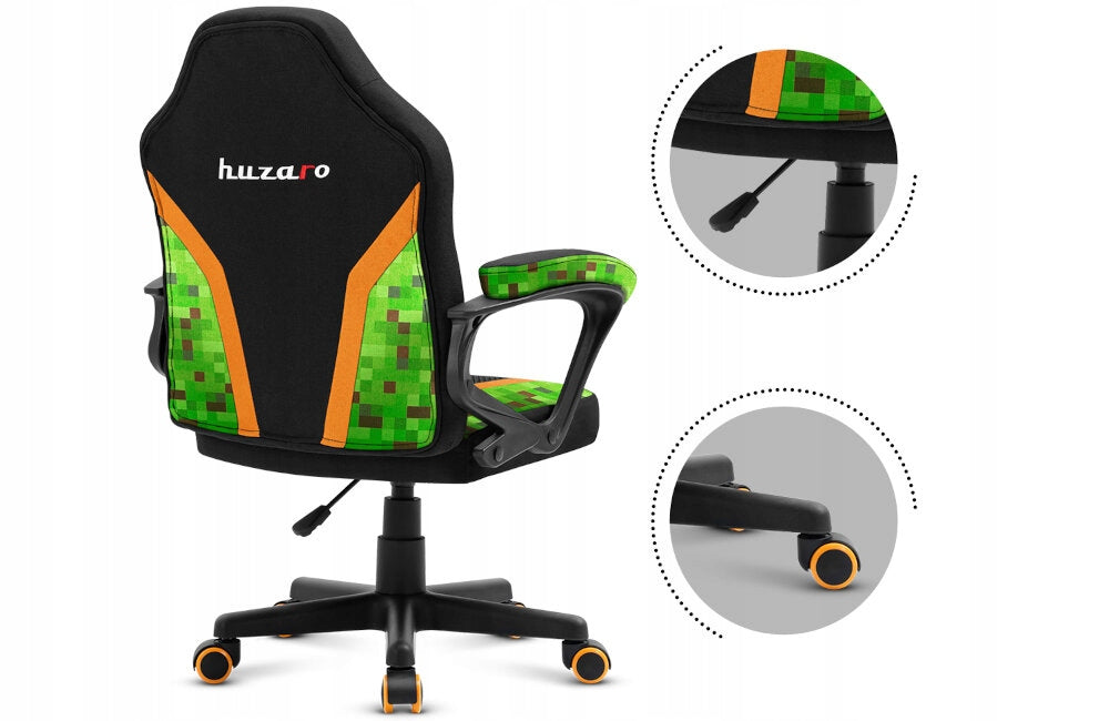 Armchair HUZARO Ranger 1.0 Pixel Mesh Black-green Upholstery material fabric