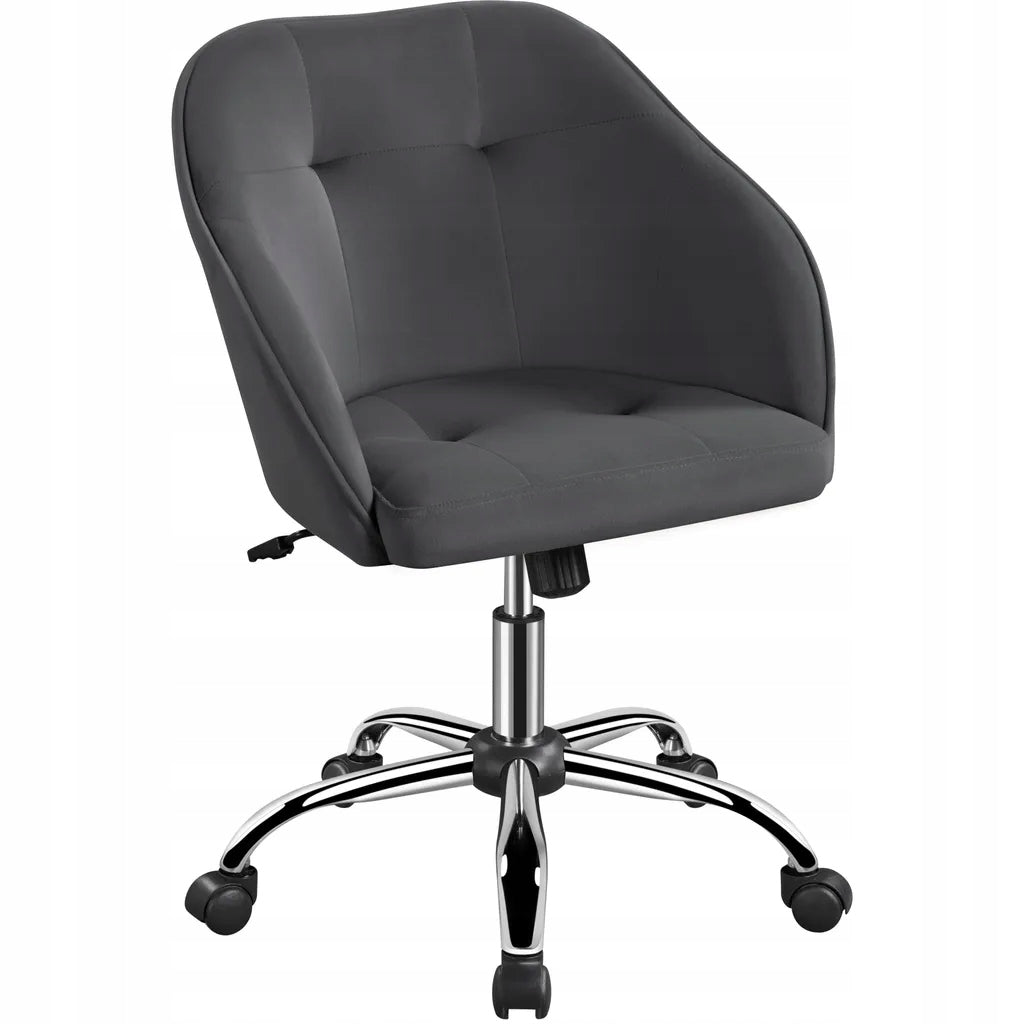 Armchair Swivel Chair OFFICE Grey Quilted Velvet Texture
