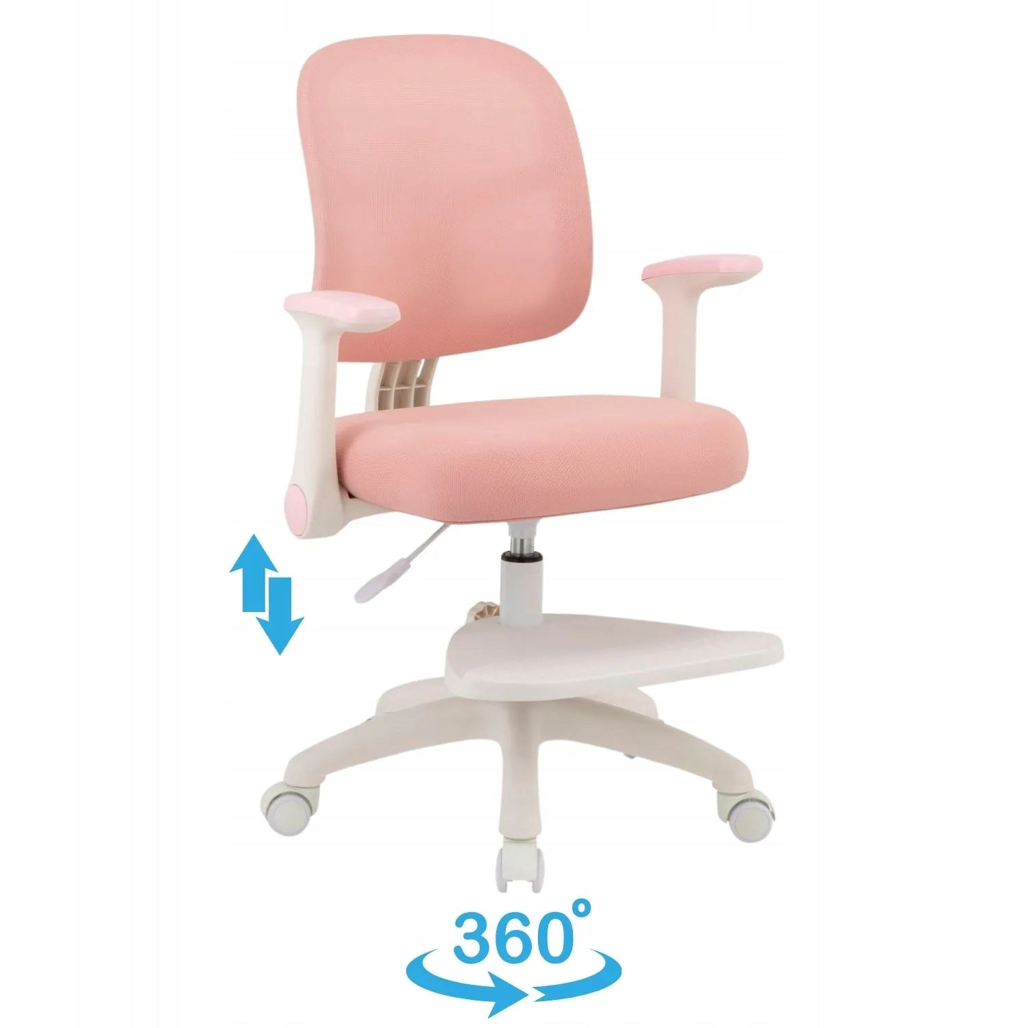 Armchair with Footrest for Girls for Desk Swivel Chair Pink SOLA Brand MONOVO