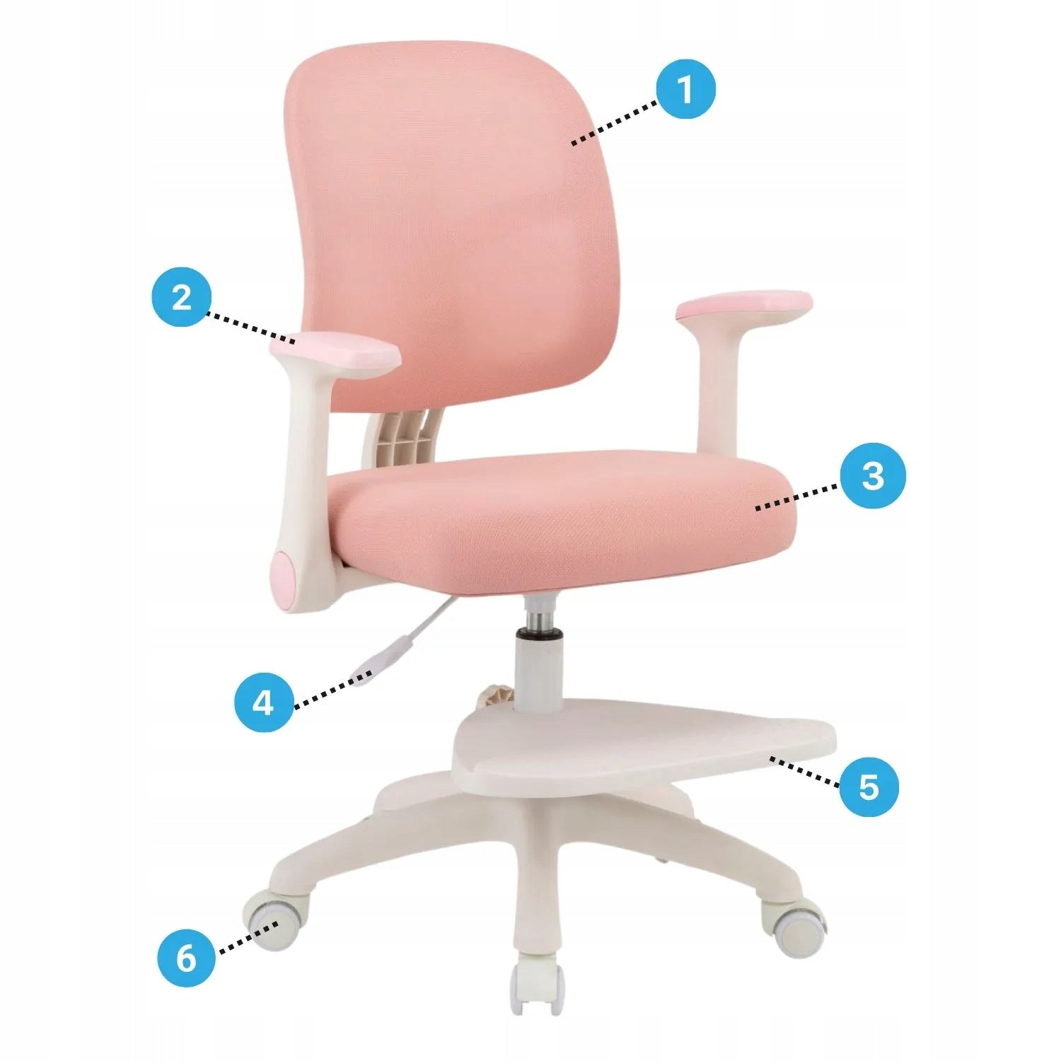 Armchair with Footrest for Girls for Desk Swivel Chair Pink SOLA Kind rotary