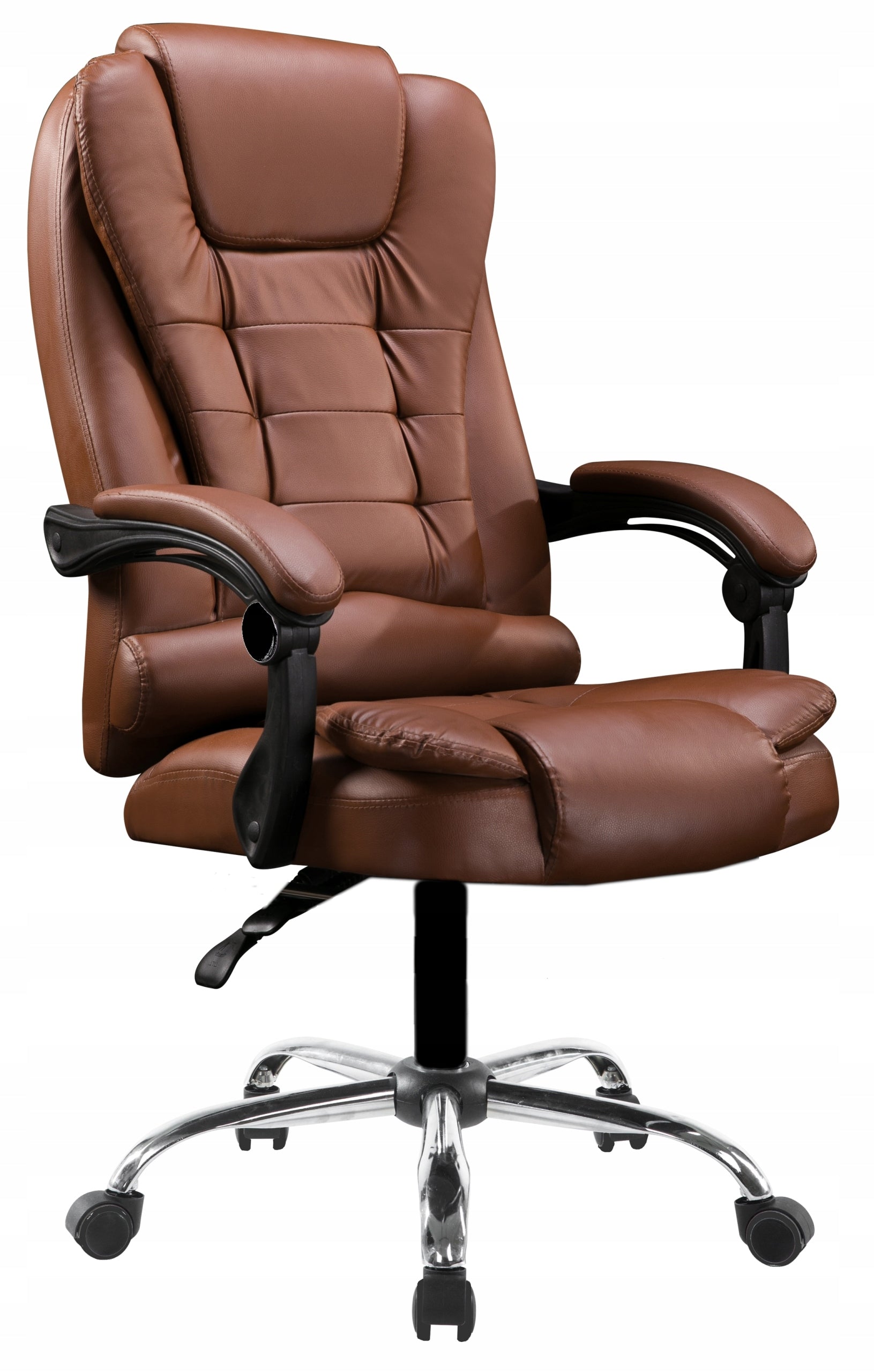 Armchair with MASSAGE swivel BROWN PU leather with height adjustment + FOOTREST!