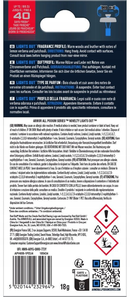 ArmorAll ORACLE RedBull F1 - Modrá formule závěsná karta Manufacturer Armor All